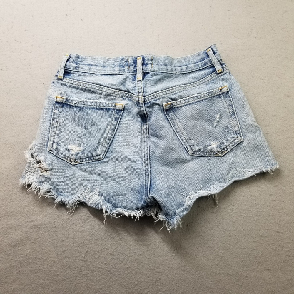 AGoldE Jean Shorts Womens Size 24 Blue Denim Cutoff Ripped Button Fly Cotton - Picture 2 of 11